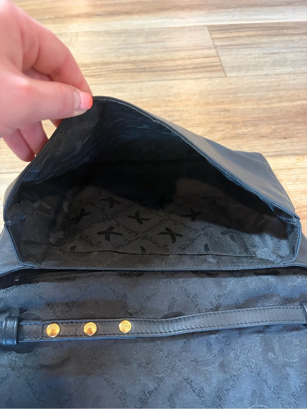 Vintage Paloma Picasso Black Leather Triple Gold 